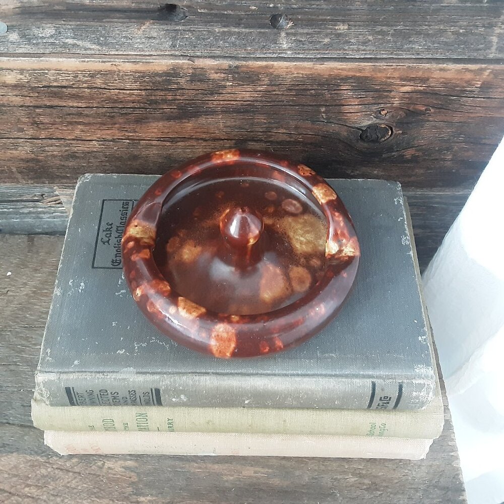 Vintage Brown Stone Cigarette Ash Tray. 2 Slots